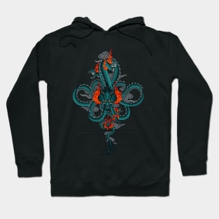 blue dragon chasing fireball Hoodie